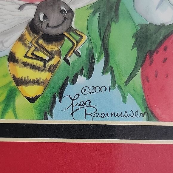 Bee and Strawberry Art in Ornate Frame - Picture 4 of 7